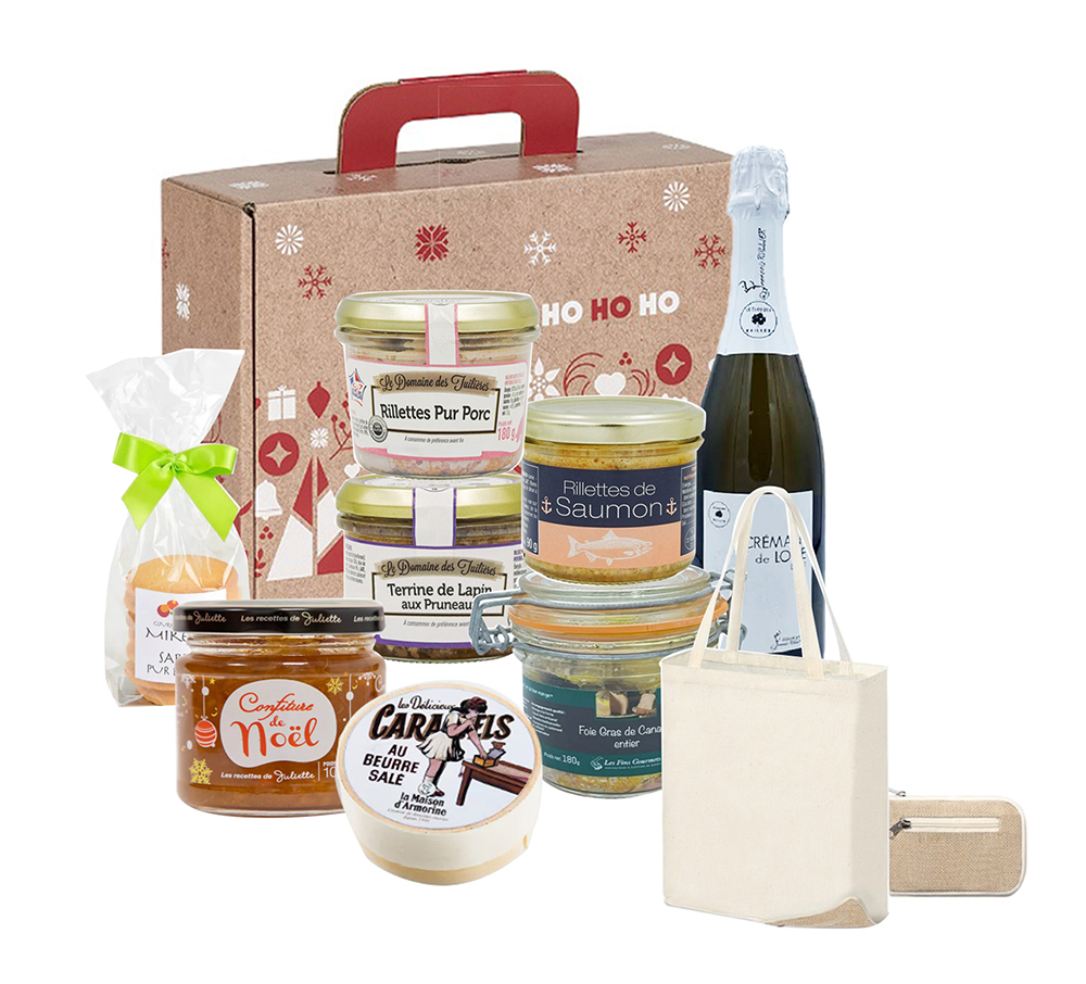 Panier garni de Noël composé de spécialités régionales françaises